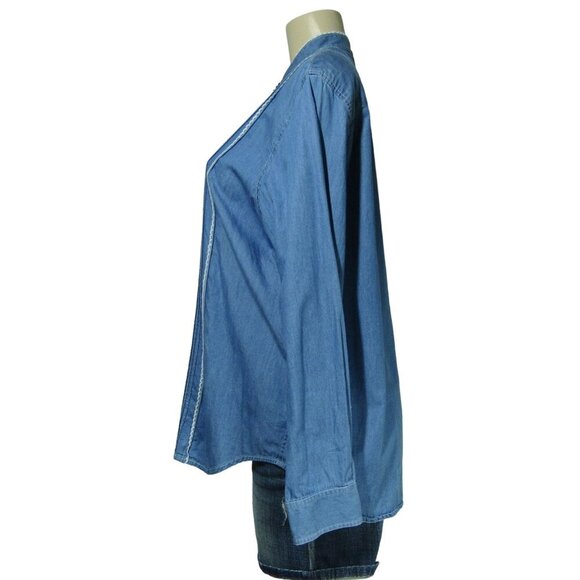 RALPH LAUREN JEANS CO 1X Chambray WESTERN Country Prairie Button Front Shirt - Picture 4 of 11